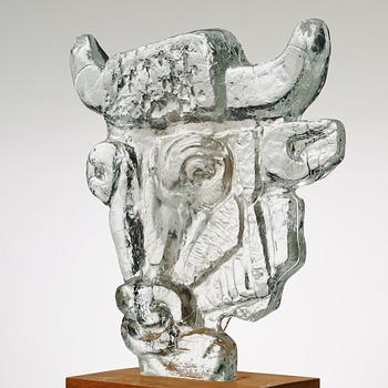 Edvin Öhrström, "Tjurhuvud", Lindshammars glasbruk, 1950-tal.