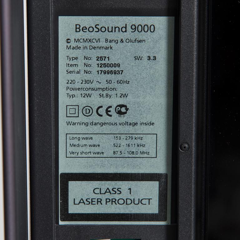 CD-PLAYER WITH A RADIO, BeoSound 9000 type 2571 MK3, Bang & Olufsen, Denmark, early 2000s.