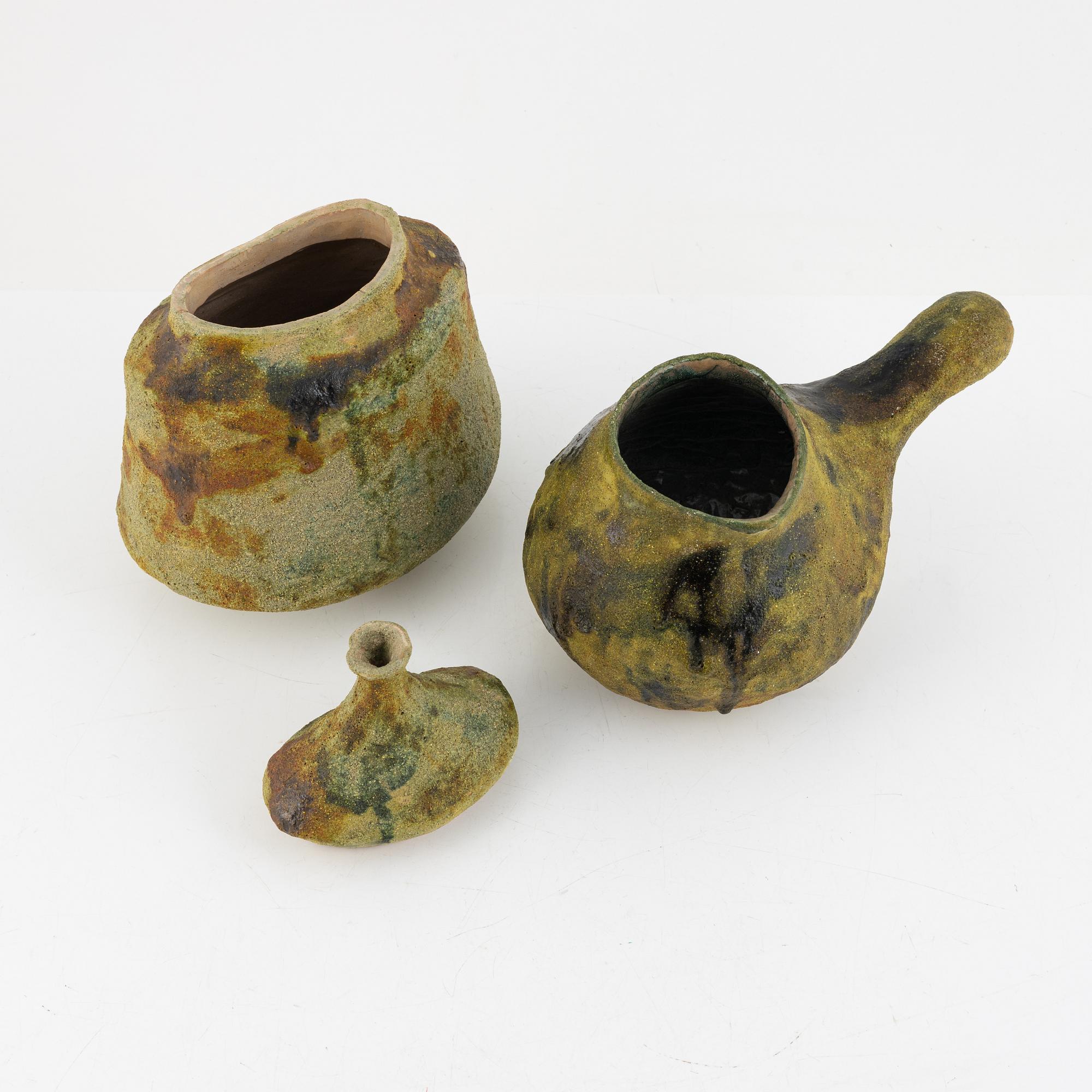 Nino Caruso, lockskål samt kanna, keramik, Italien, 1990-tal.