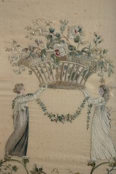 SIDENBRODERI, empire, 1800-talets första fjärdedel.