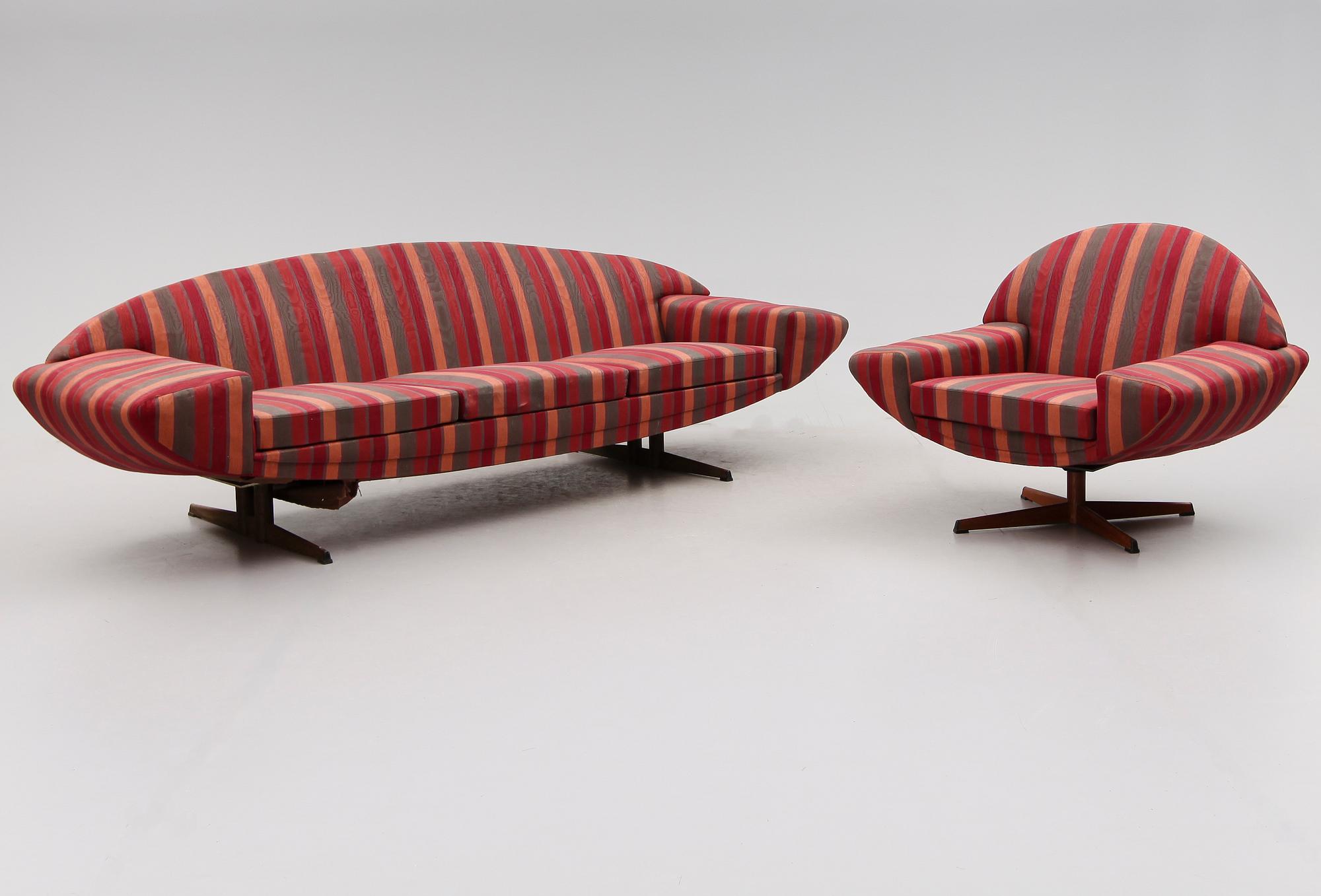 SOFFA och FÅTÖLJ, "Capri", Johannes Andersen, Trensum Möbelfabrik.