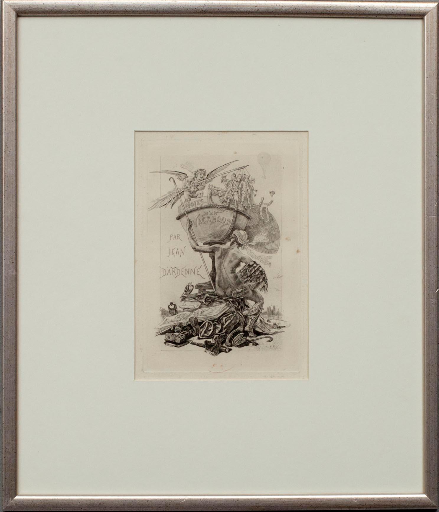 FELICIEN ROPS (BELGIEN) , etsning, torrnål, sign.