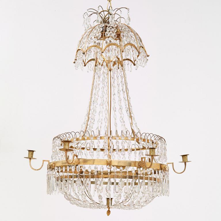 A late Gustavian circa 1800 seven-light chandelier.