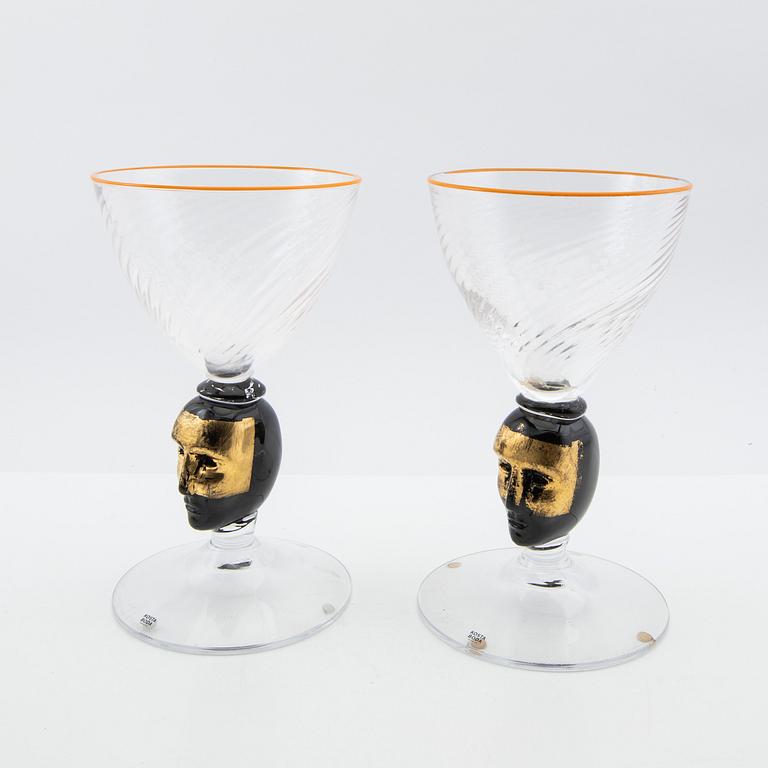 Bertil Vallien, Trophies, 2 pcs, "Head first", limited edition, Kosta Boda.