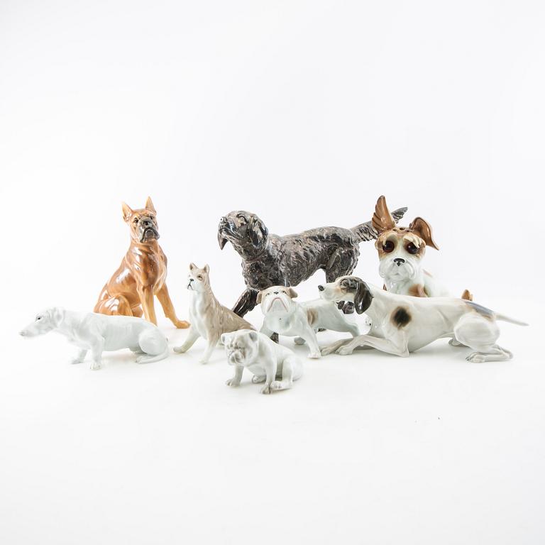 Figurines 8 pcs 20th century porcelain and metal.