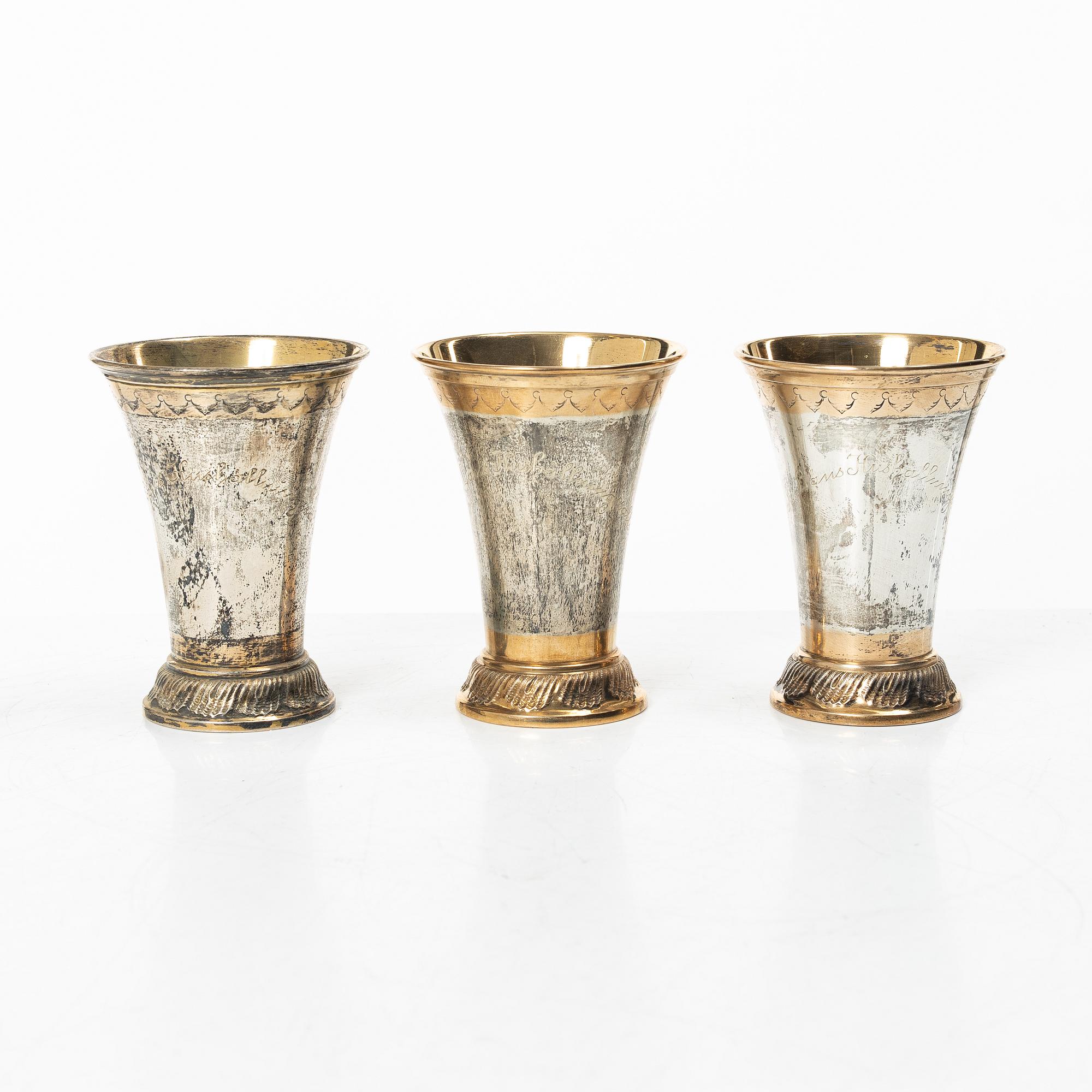 Six Swedish silver beakers, mark of KG Markströms, Uppsala 1911-1920.