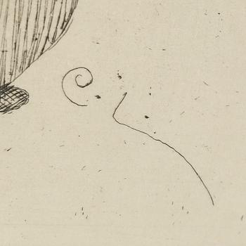 CARL LARSSON, etching, signed C.L. in the plate. Executed 1912. "The children of Hellberg the Carpenter".