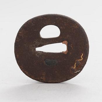 Japanese sword mountings, tsuba and tsuka.