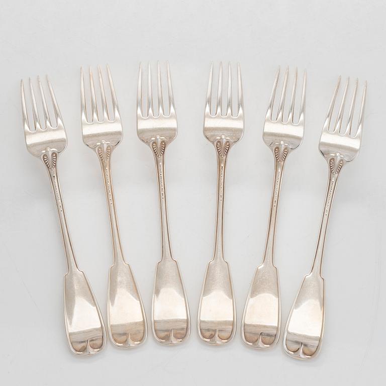 Tiffany & Co, matgafflar, 6 st, "Palm Pattern", sterlingsilver, 1907-1947.