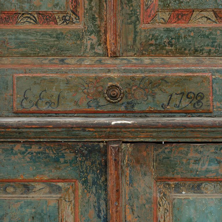 A Swedish polychrome-painted rococo cabinet, late 18th century.
