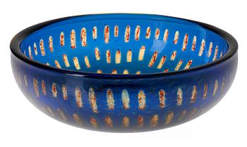 730. A Sven Palmqvist Ravenna glass bowl, Orrefors 1971.