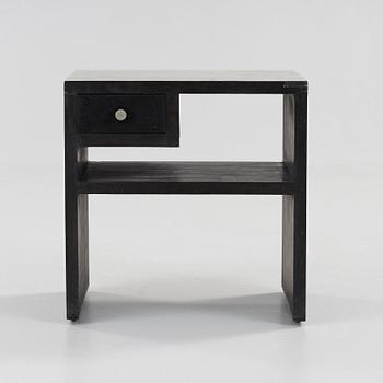 An Uno Åhrén black lacquered birch and pewter side table, Svenskt Tenn, Stockholm ca 1930.