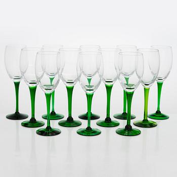 Saara Hopea, a set of 12 'Traviata' wine glasses, Nuutajärvi Notsjö.