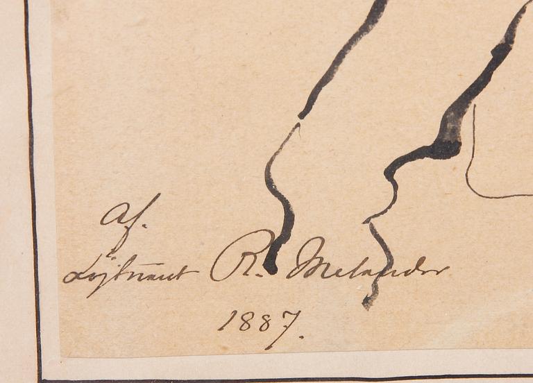 OKÄND KONSTNÄR, blandteknik samt tusch, 2 st, sign.