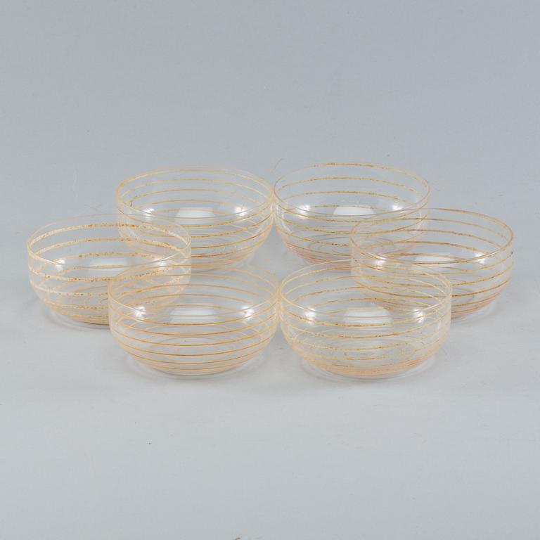 SKÅLAR, 6 st, glas, "Spirali", Cenedese, Murano 1970-tal. .