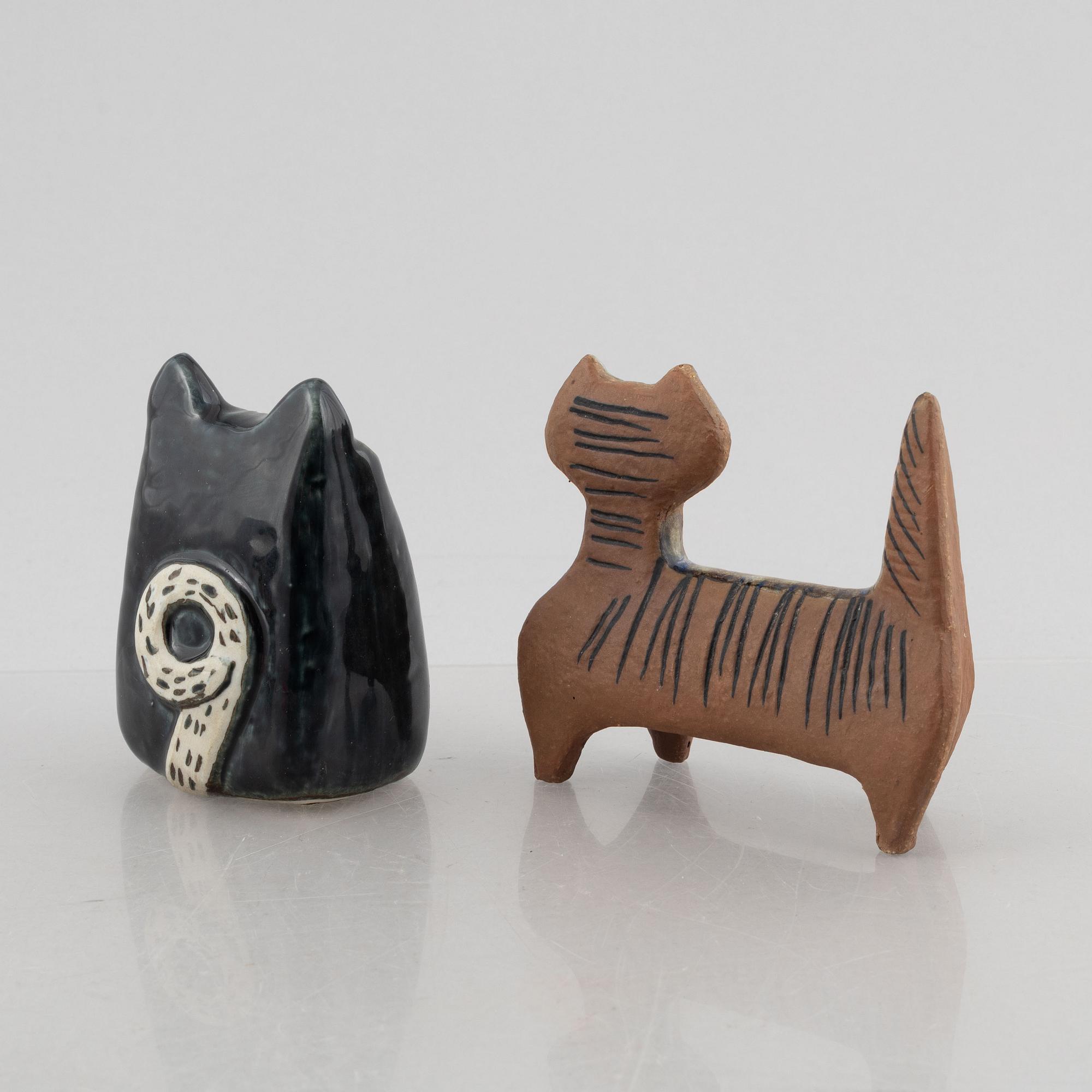 Lisa Larson, figuriner, 2 st, bl.a. "Liten katt", specialutgåva, Gustavsberg.