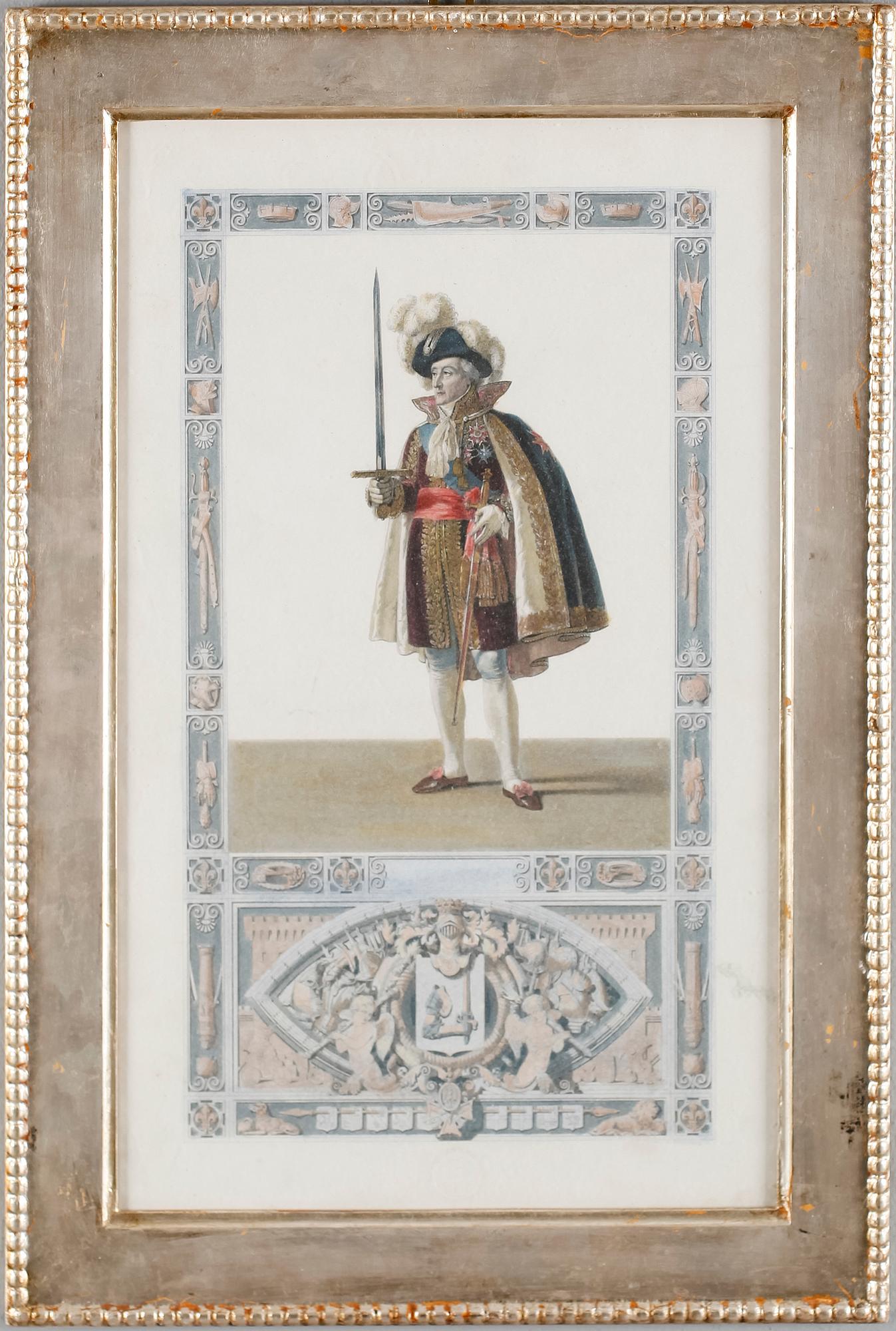GRAVYRER, 3 st, kolorerade, 1800-talets första hälft.