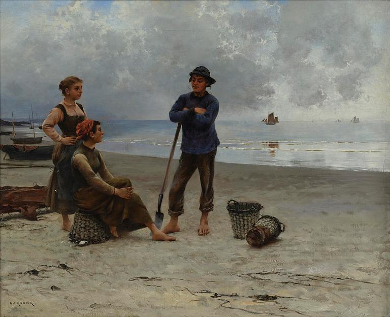 August Hagborg, Mussel picker on the beach.