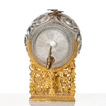A Empire ormolu-mounted cut glass wine barrel.