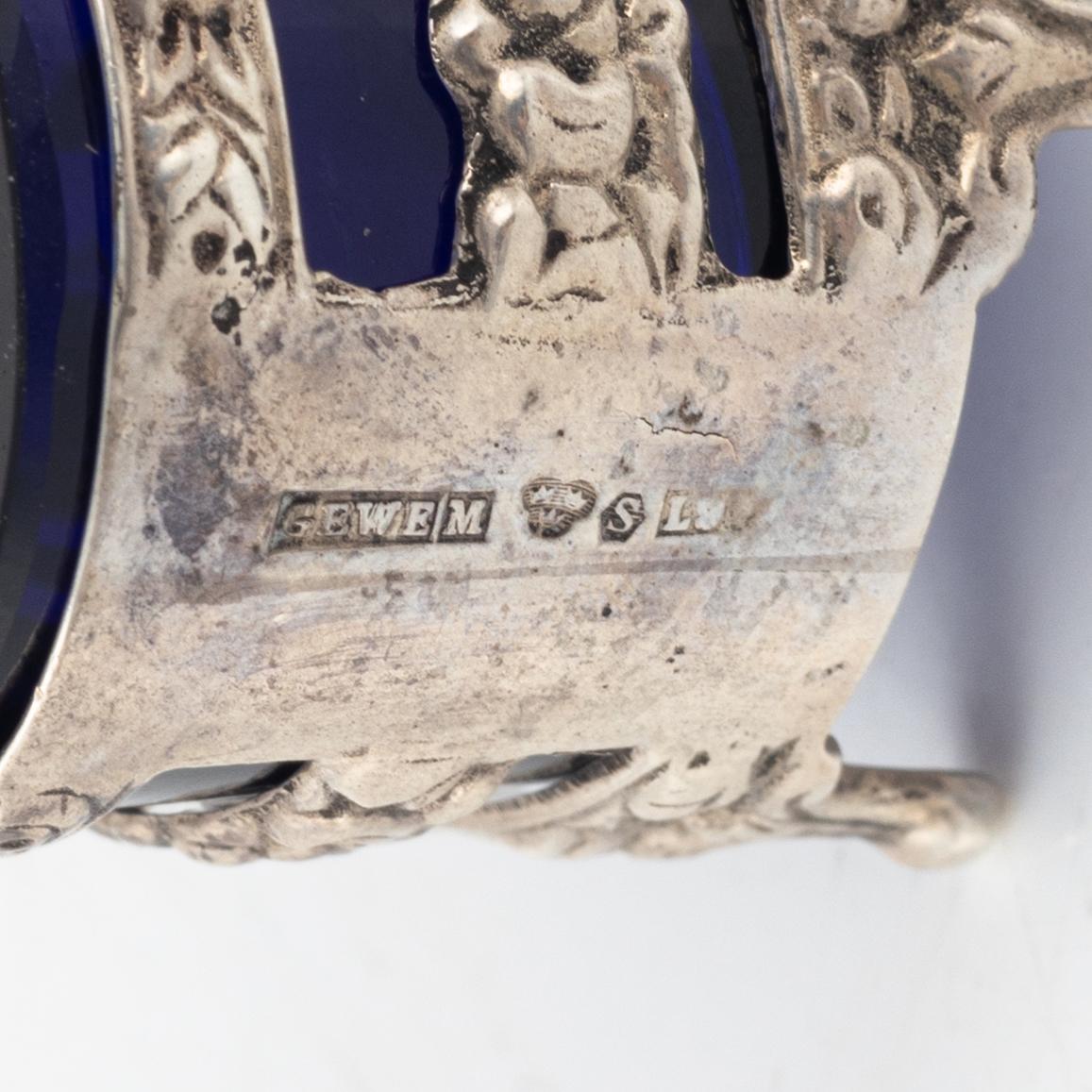 Two Gustavian style silver and glass salt cellars, including GEWE Malmö, 1961.