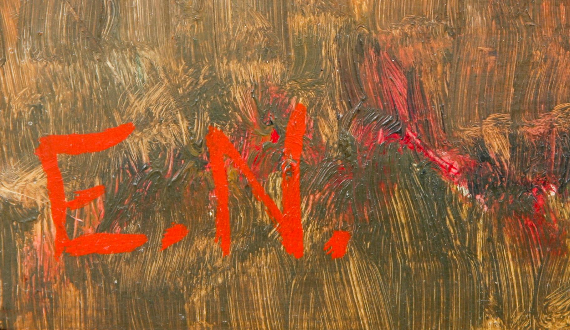 ERNST NORLIND, olja på pannå, sign.