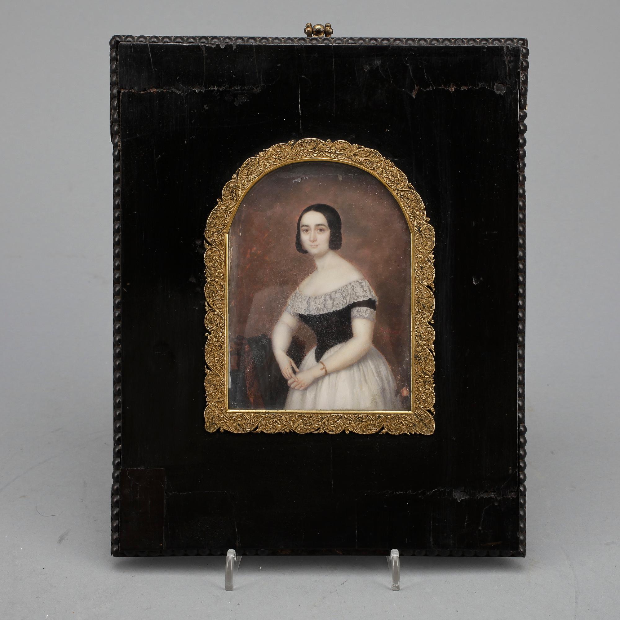 OKÄND KONSTNÄR, miniatyrmålning, troligen signerad H Bosson, daterad 1840.