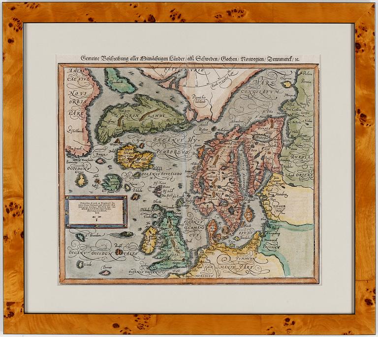 KARTA, Skandinavien, Septentrionales-Scandinavia, Sebastian Münster 1588-1628.