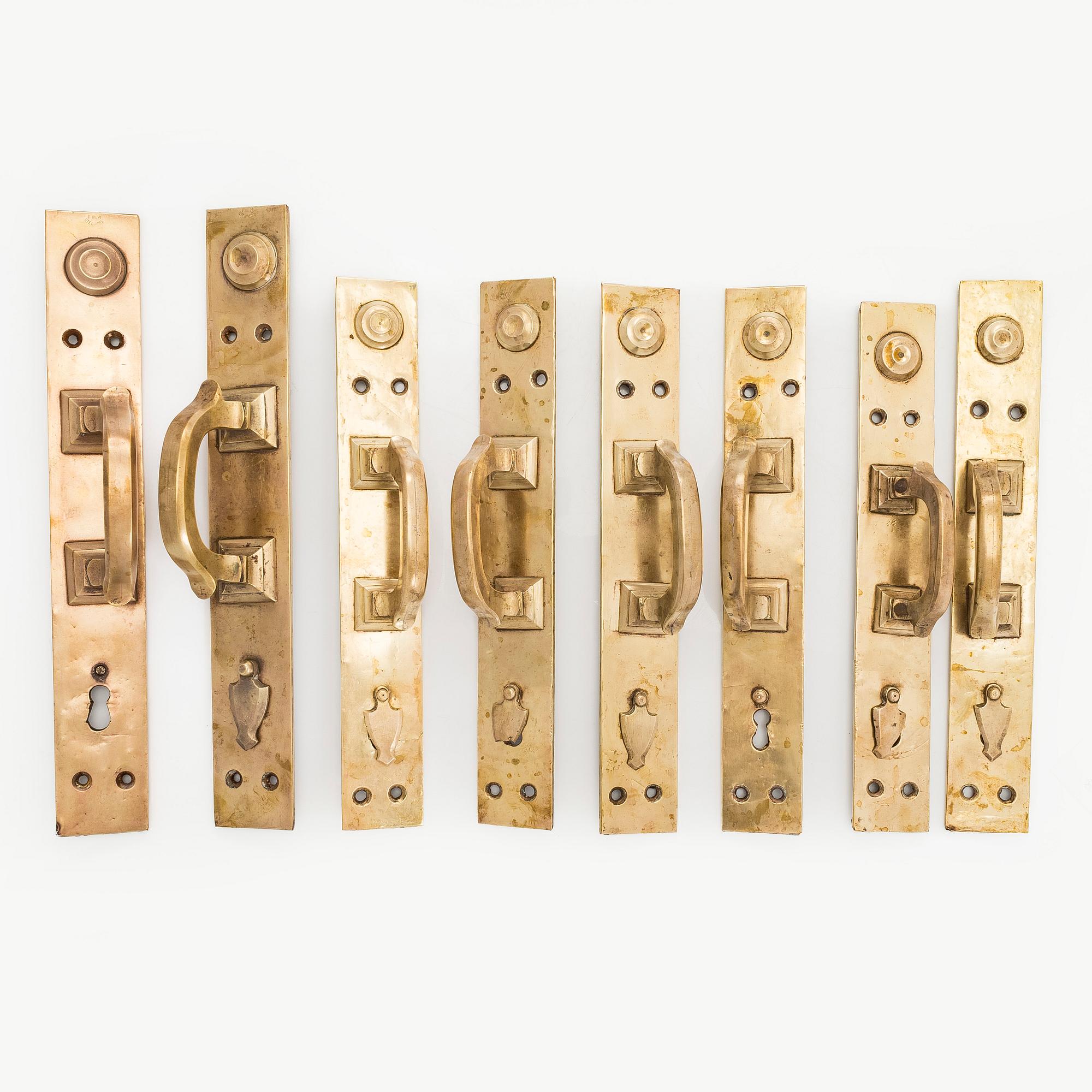 Door handles, 4 pairs, turn of the 20th century.