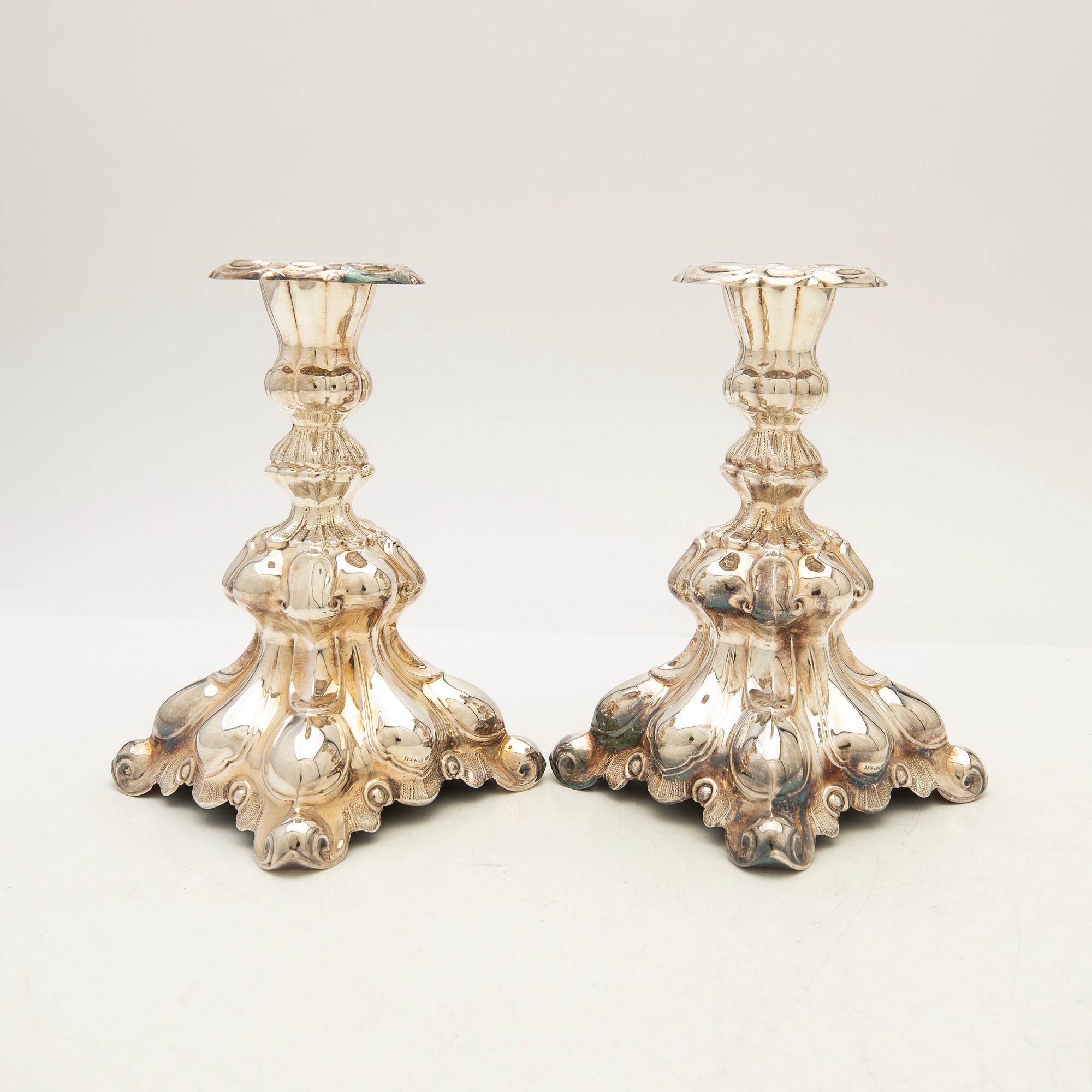 Candelsticks, a pair, silver, TESI, Gothenburg, 1957.