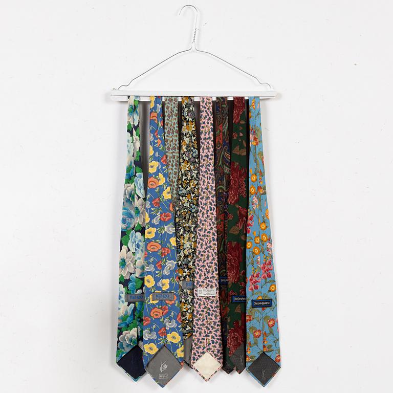A set of eight silk ties from Yves Saint Laurent, Kenzo & Givenchy.
