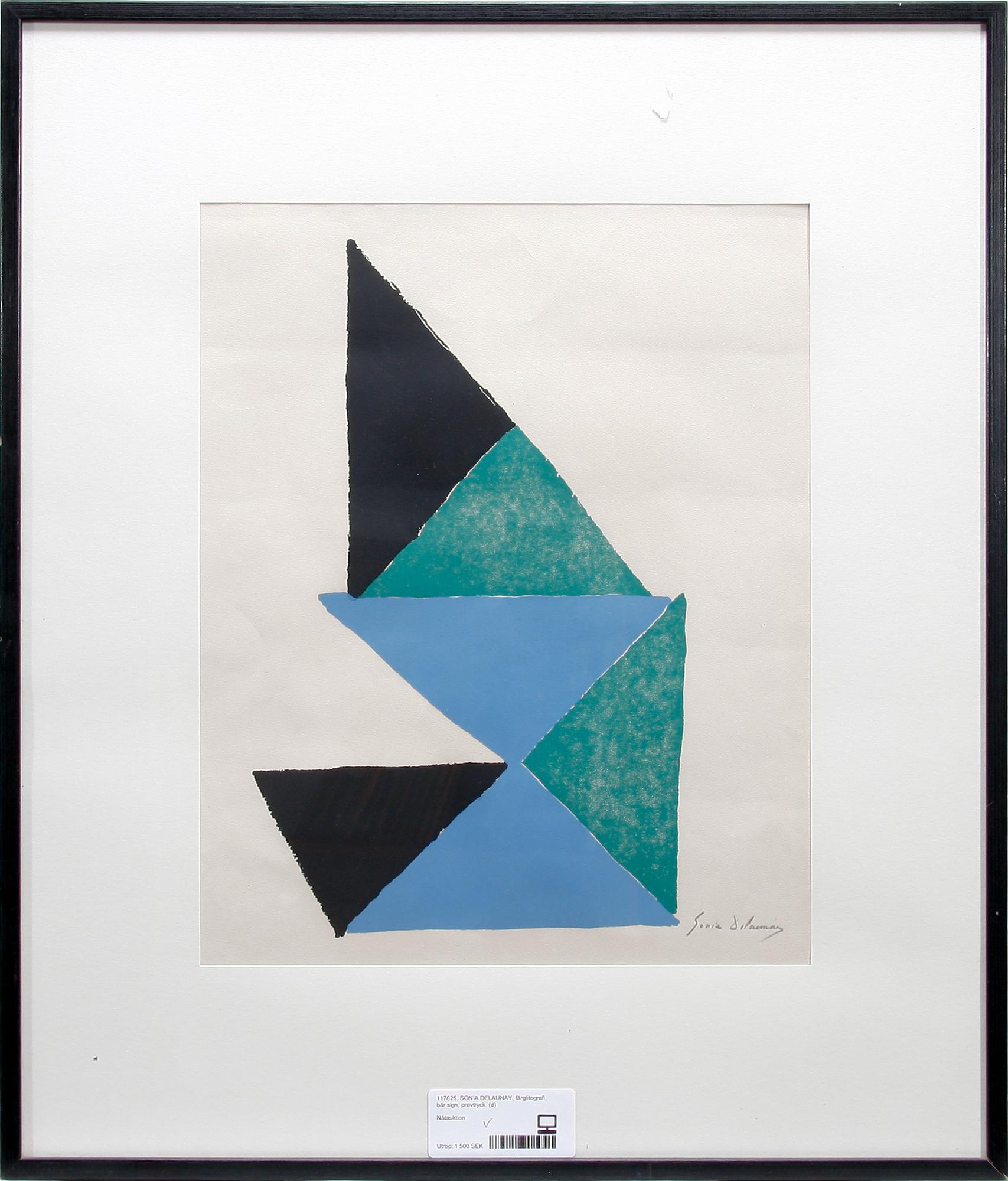 SONIA DELAUNAY, färglitografi, bär sign, provtryck.