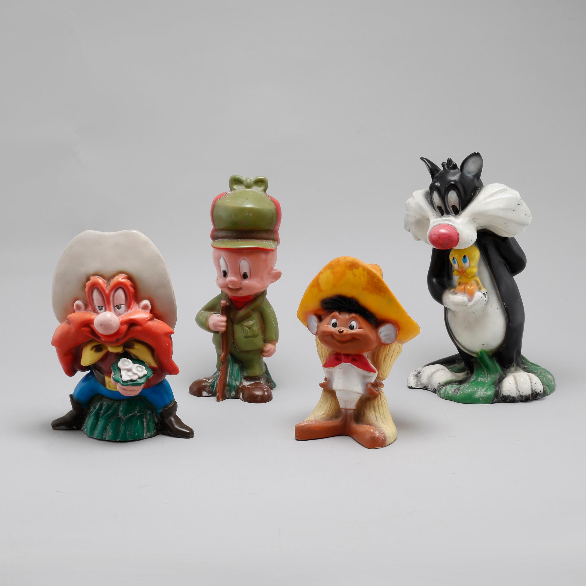LOONEY TUNES, four plastic figurines for Warner Bros., 1992.