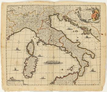 KARTA, kopparstick, Italien, De Witt, Holland, ca 1680.