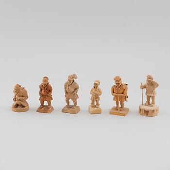 Six wooden figurines by, Axel Bister Kiruna, among others, signed ABK, UH and AAP.