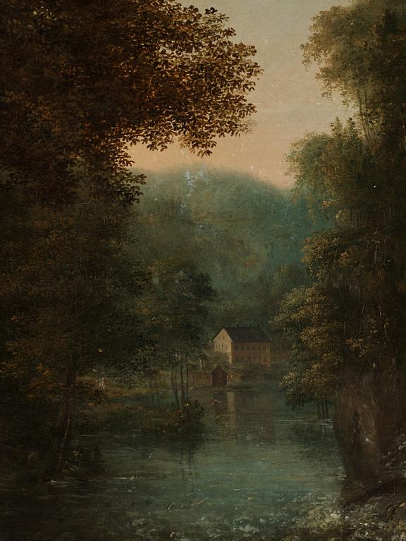 Pehr Emanuel Limnell, Park landscape with manor house/Pastoral landscape with waterfall.