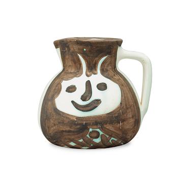 326. A Pablo Picasso 'Têtes' faience jug, Vallauris, France 1956.