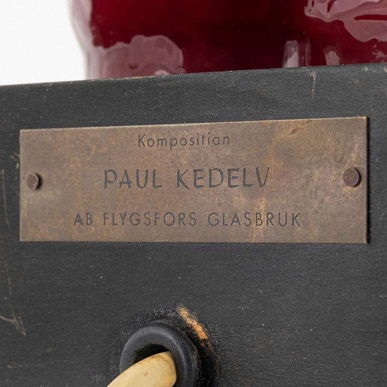 Paul Kedelv, bordslampa, AB Flygsfors Glasbruk, 1900-talets mitt.