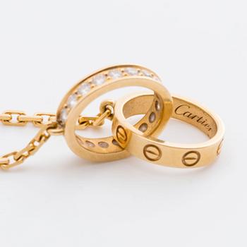 CARTIER NECKLACE LOVE NECKLACE  18K gold and briliant-cut diamonds 0,22 ct, original box and certificate.