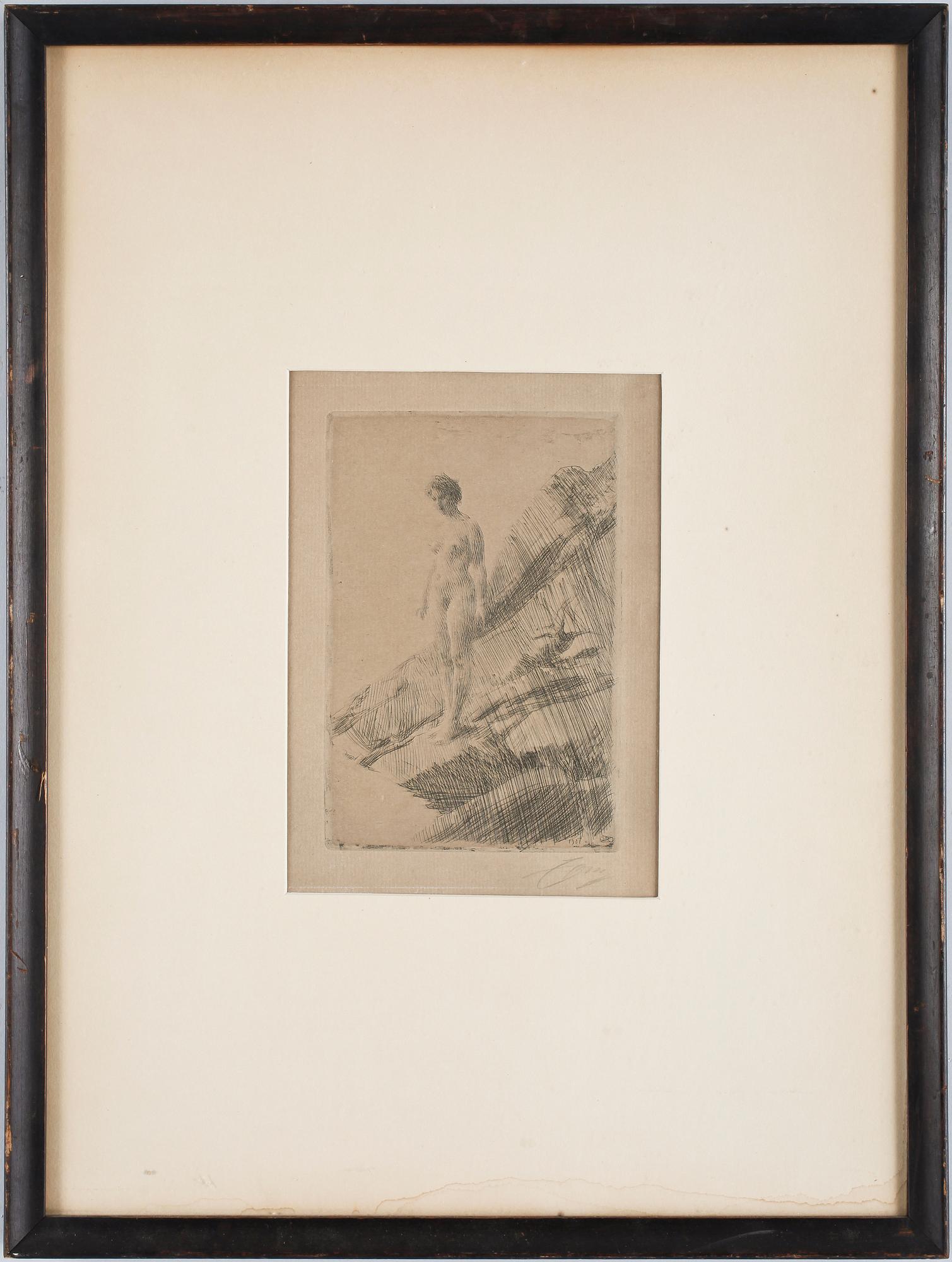 ANDERS ZORN, etsning, sign, utförd 1907.