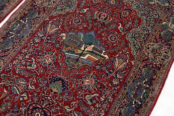 Mattor, ett par, figurala Keshan, centrala Persien, ca 204 x 136 resp 200 x 134 cm.