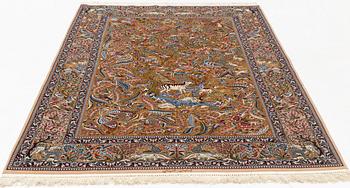 A carpet, old, Esfahan, part silk, signed Shabani, ca 246 x 161 cm.