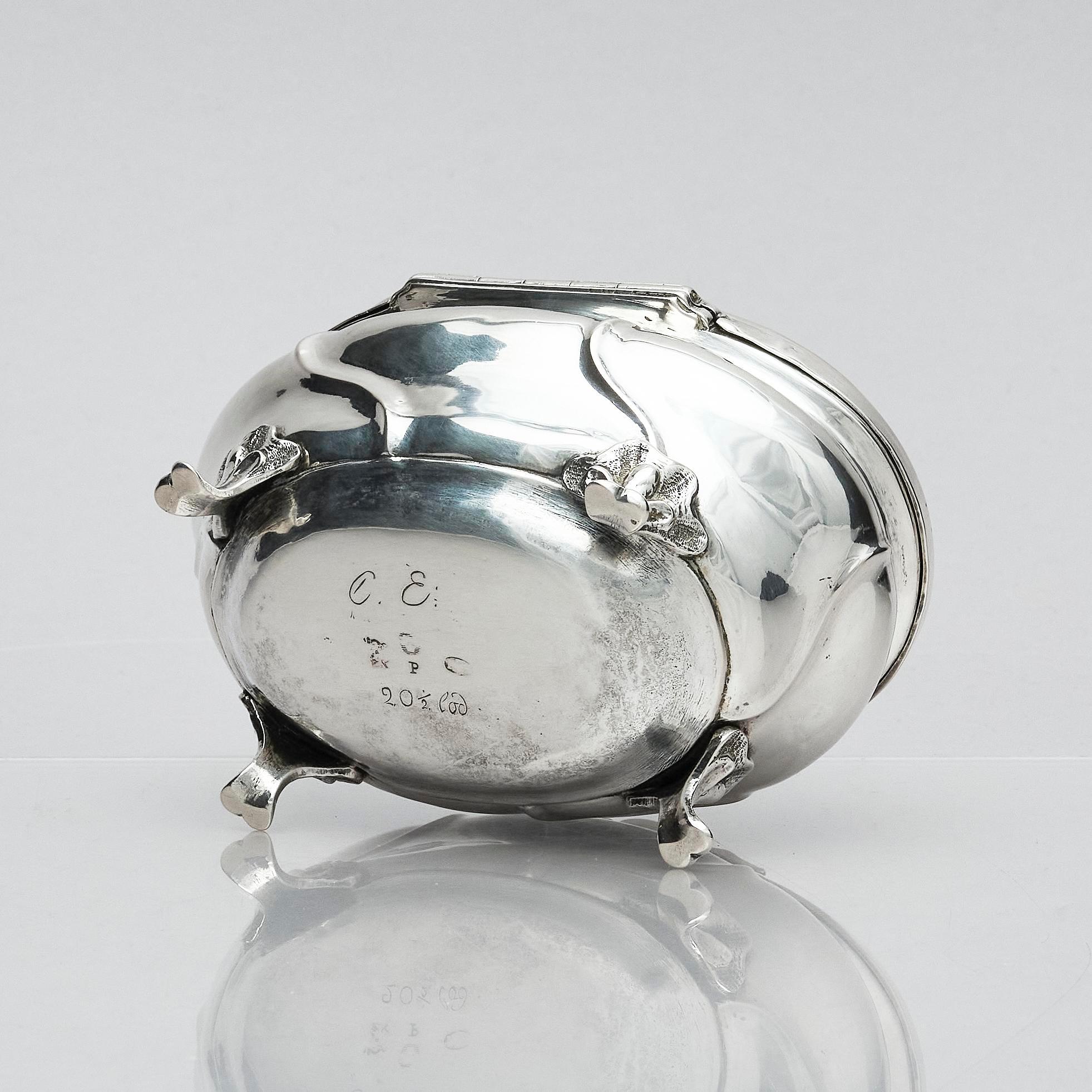 A Swedish Rococo 18th Century silver sugar-casket, marks of Petter Davidsson, Norrköping 1750.