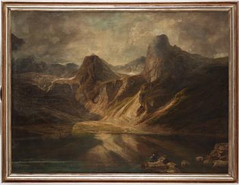 Károly Telepy, Rocky landscape with two figures.