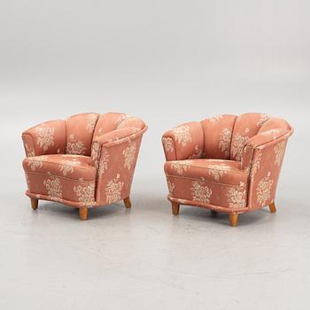 Armchairs, a pair, Swedish modern, first half of the 20th century.