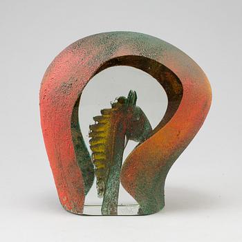 KJELL ENGMAN, skulptur, glas, Kosta Boda, signerad, unik.