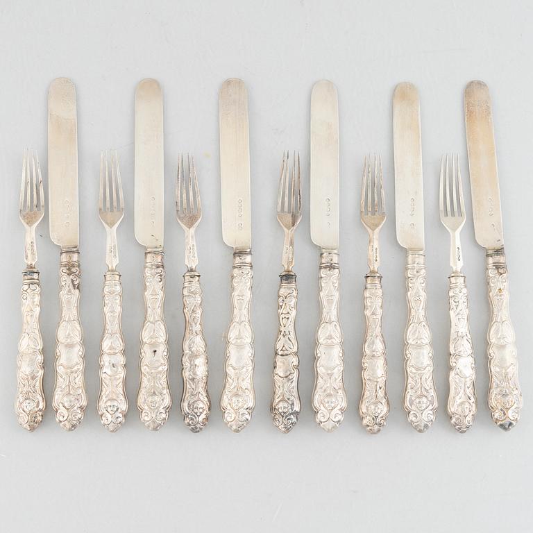 Bestick, 12 st, silver, London, England, 1858.