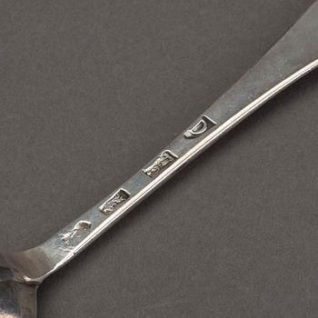 A n English 18th century silver rat-tail spoon, mark London 1719-20.