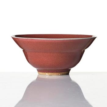 A red glazed bowl, Qing dynasty, 18th century.