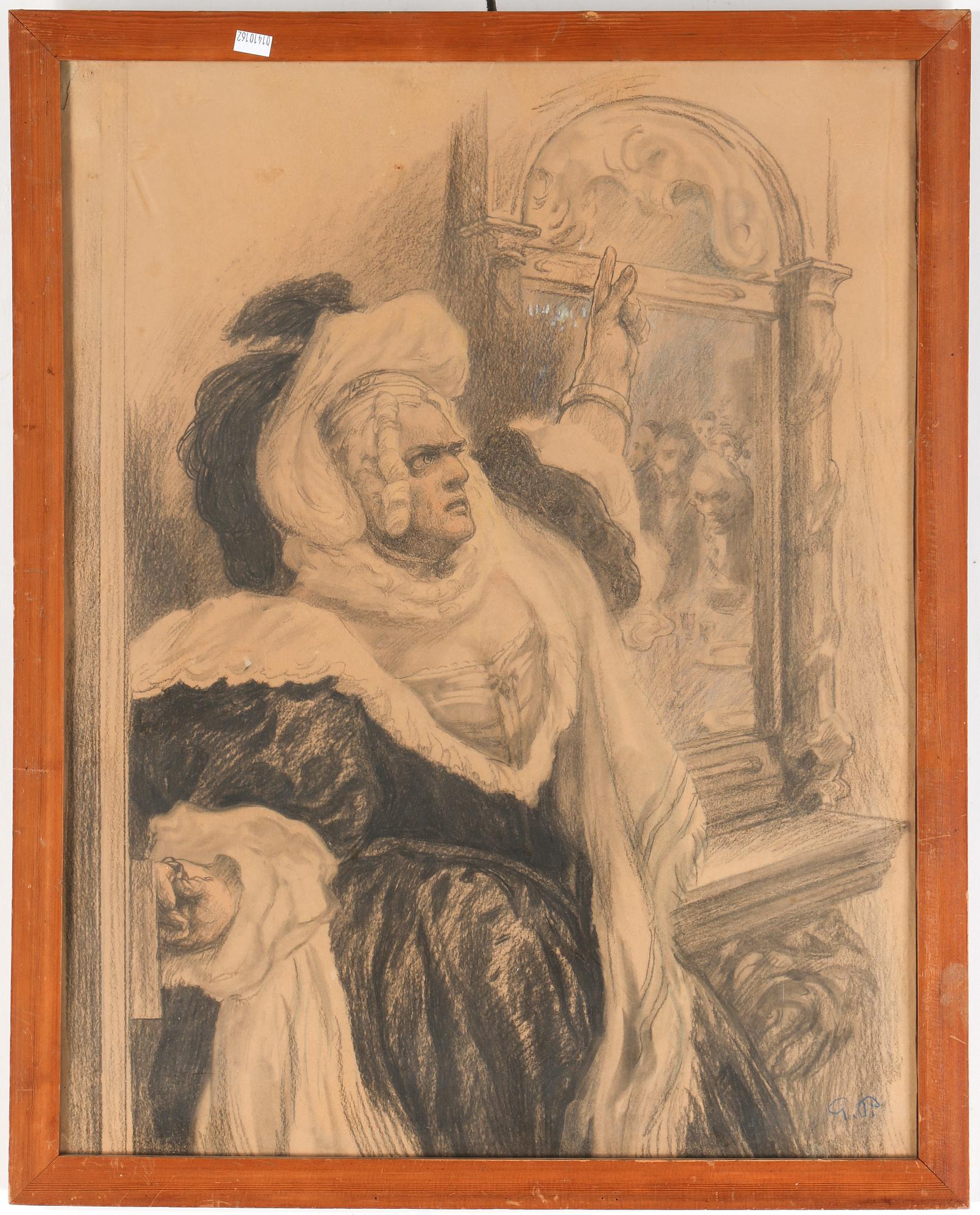 GEORG PAULI, blandteknik med blyerts, monogramsignerad.