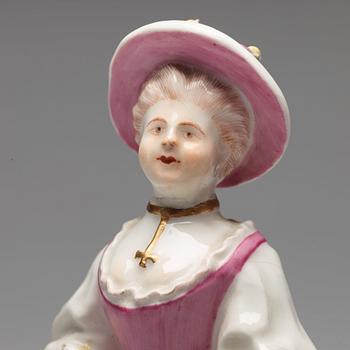 FIGURINER, två stycken, mjukt porslin. Marieberg, 1700-tal.